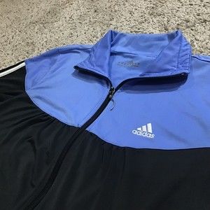 Adidas Women's Warm Up Light Jacket Small Black and Blue Zip Up